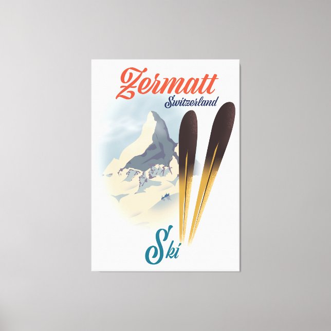 Zermatt Switzerland vintage ski poster Canvas Print (Front)