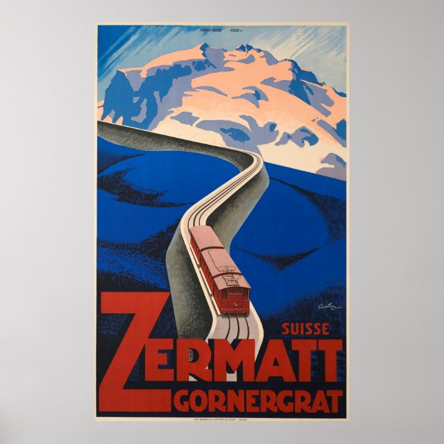 Zermatt Switzerland Vintage Travel Poster (Front)