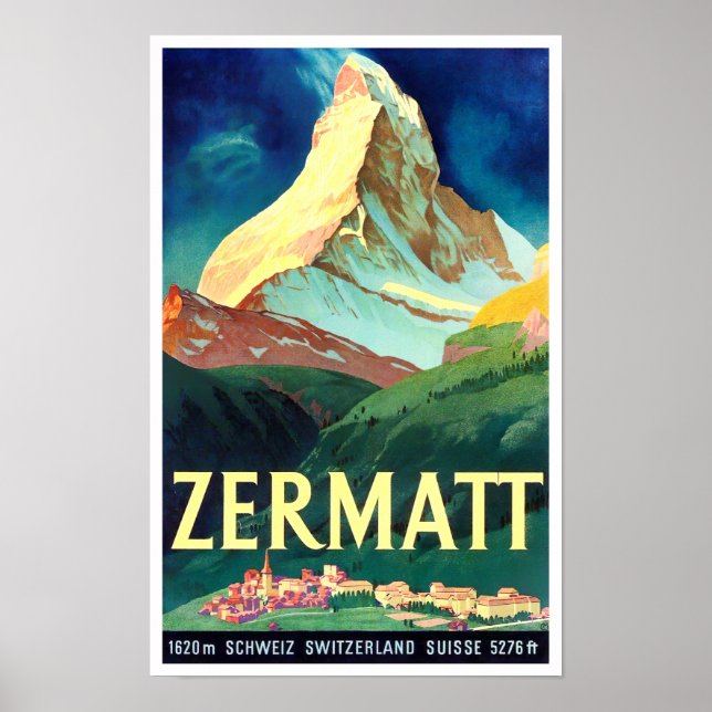 Zermatt Switzerland vintage travel Poster (Front)