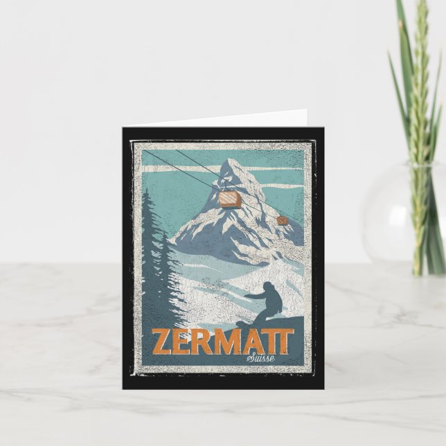 Zermatt Switzerland Winter Skiing Snowboarding Ski Card (Front)