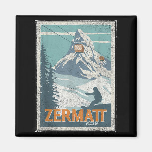 Zermatt Switzerland Winter Skiing Snowboarding Ski Magnet