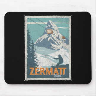 Zermatt Switzerland Winter Skiing Snowboarding Ski Mouse Pad