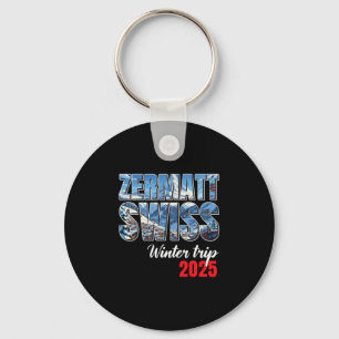 Zermatt Switzerland Winter Trip 2025 Swiss Ski Alp Keychain