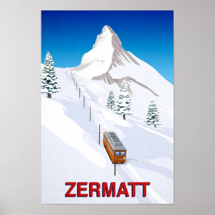Zermatt Swizerland Ski Train Poster