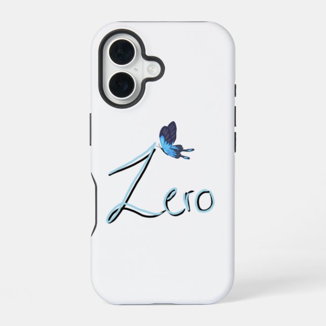 ZERO Blue Butterfly Black & Blue Gradient iPhone 16 Case (Back)