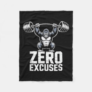 Zero Excuses Gorilla Gym Motivational Workout  Fleece Blanket