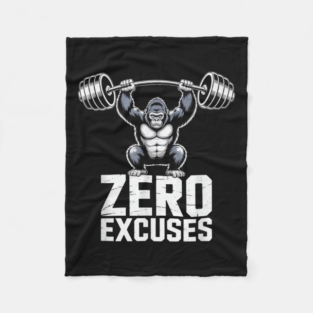 Zero Excuses Gorilla Gym Motivational Workout  Fleece Blanket (Front)