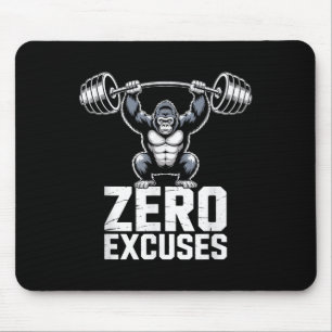 Zero Excuses Gorilla Gym Motivational Workout Mouse Pad