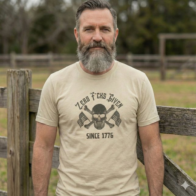 Zero F*cks Given Since 1776, Skull T-Shirt (Creator Uploaded)