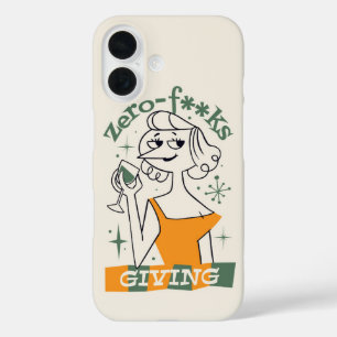 Zero F*cks Giving - Retro Sassy Wine Lady iPhone 16 Case