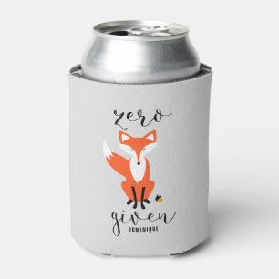 Zero Fox Given Funny Pun Grey Personalized Can Cooler