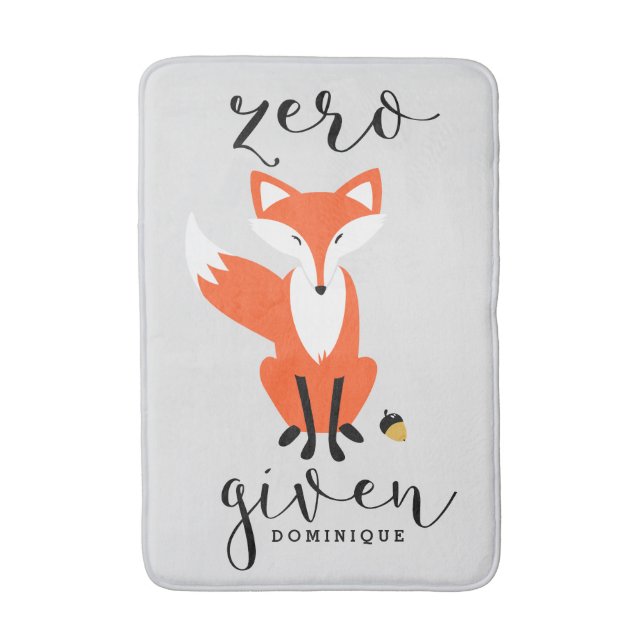 Zero Fox Given Funny Pun Personalized Bath Mat (Front Vertical)