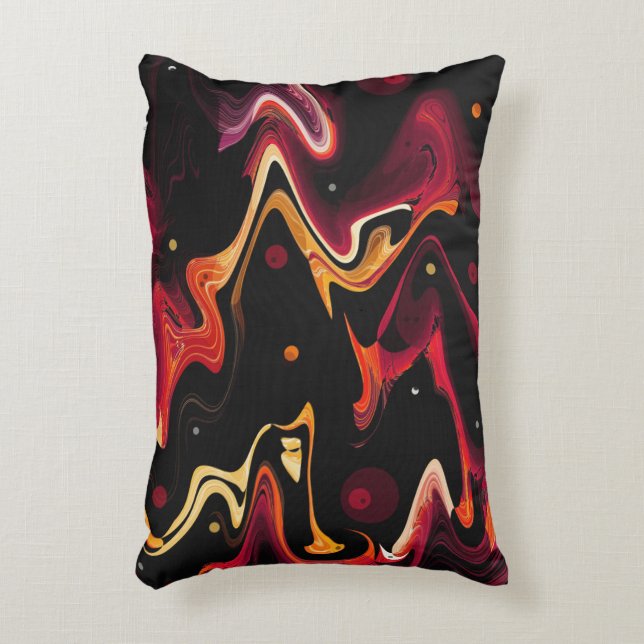 Zero Gravity Painting Abstract in Orange and Black Accent Pillow (Front(Vertical))