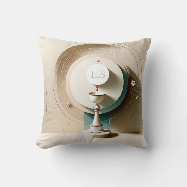 Zero Group Style Communion Host and Chalice Throw Pillow (Front)