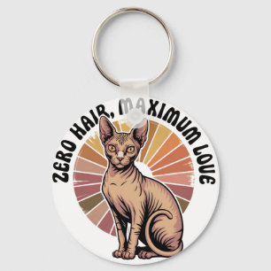 Zero Hair Maximum Love Sphynx Art Keychain