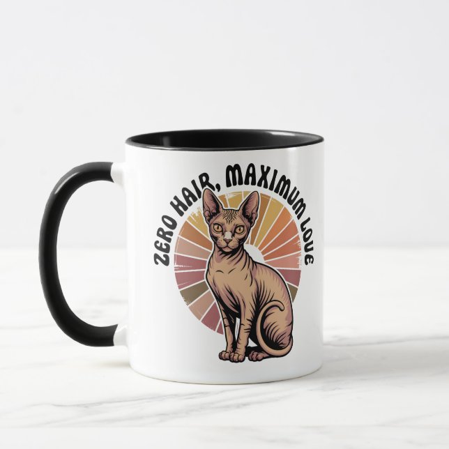 Zero Hair Maximum Love Sphynx Art Mug (Left)
