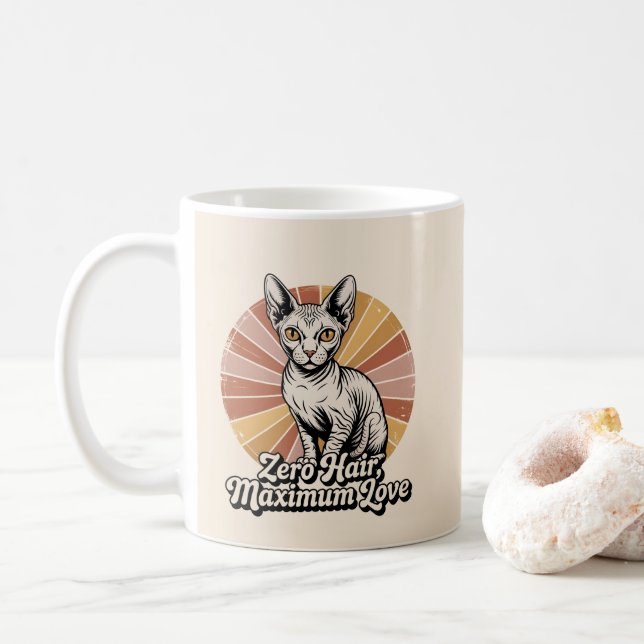Zero Hair Maximum Love Sphynx Retro Coffee Mug (With Donut)