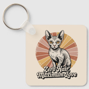Zero Hair Maximum Love Sphynx Retro Keychain