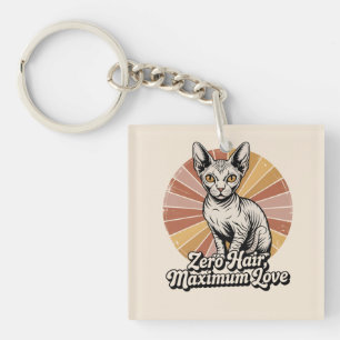 Zero Hair Maximum Love Sphynx Retro Keychain
