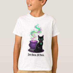 Zero Hocus All Pocus Funny Cat Witch Cauldron T-Shirt