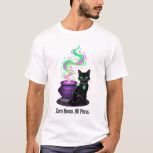 Zero Hocus All Pocus Funny Cat Witch Cauldron T-Shirt