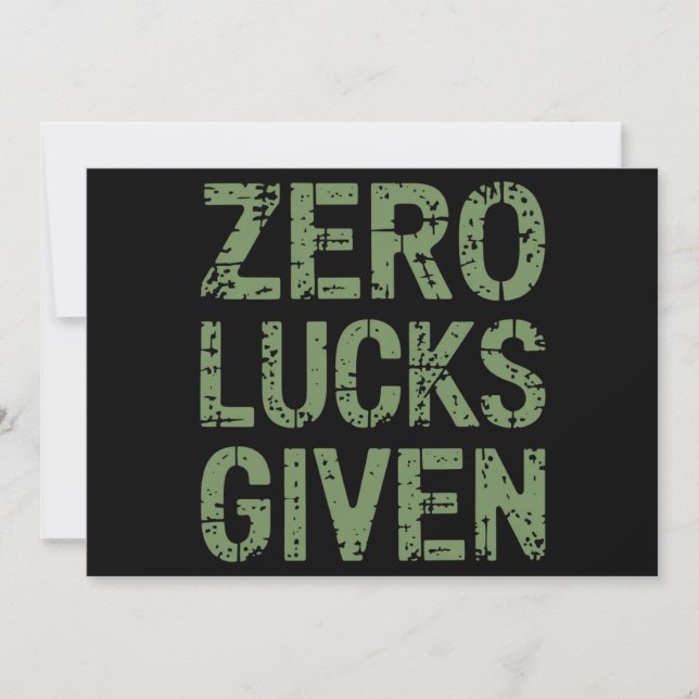 Zero Lucks Given St Paddy's Day Hilarious Patricks Invitation (Front)