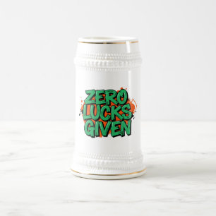 Zero Lucks Given St. Patrick's Day Beer Stein