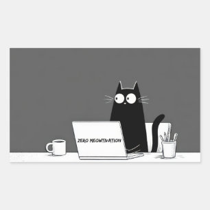 Zero Meowtivation Cat – Funny Lazy Work Cartoon Sticker