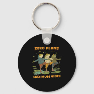 Zero Plans Maximum Vibes Funny Frog Hoodie Chill V Keychain