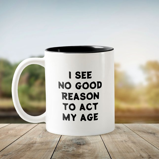 Zero Plans to Grow Up – Funny Humourous Pun Two-Tone Coffee Mug (Creator Uploaded)