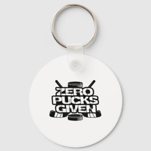 Zero Pucks Given Funny Ice Hockey Keychain