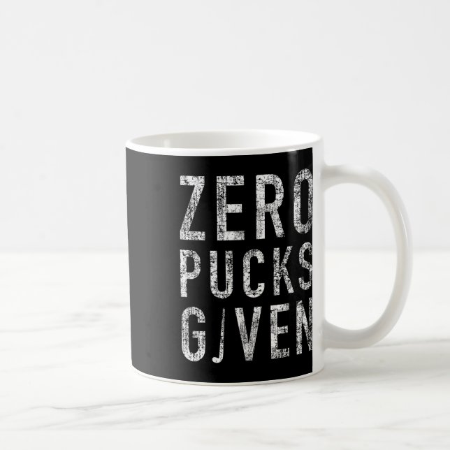 Zero Pucks Given Funny Rude Ice Hockey Stick Pun  Coffee Mug (Right)