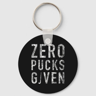 Zero Pucks Given Funny Rude Ice Hockey Stick Pun  Keychain