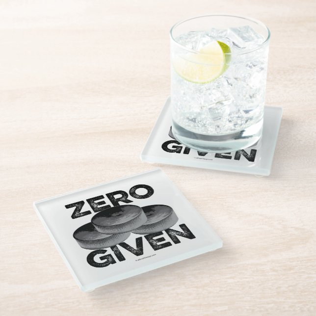 Zero Pucks Given (Hockey) Glass Coaster (Angled)