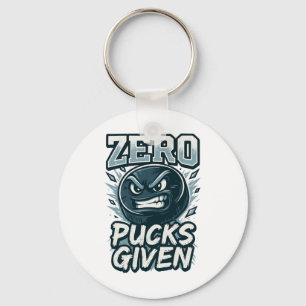 Zero Pucks Given Hockey Humor Sports Fan Design  Keychain
