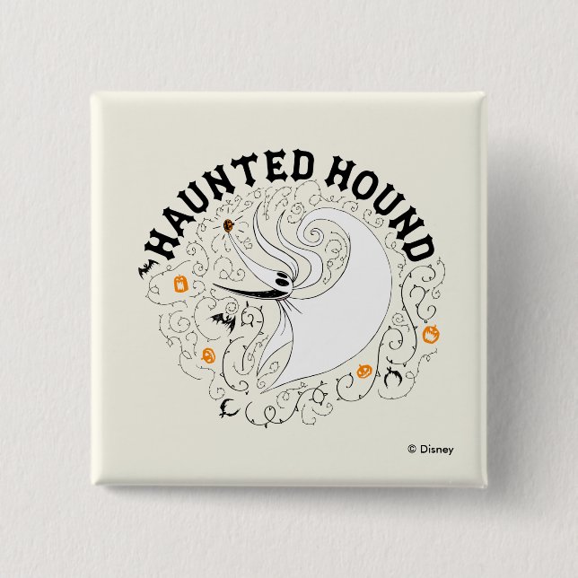 Zero the Haunted Hound 2 Inch Square Button (Front)