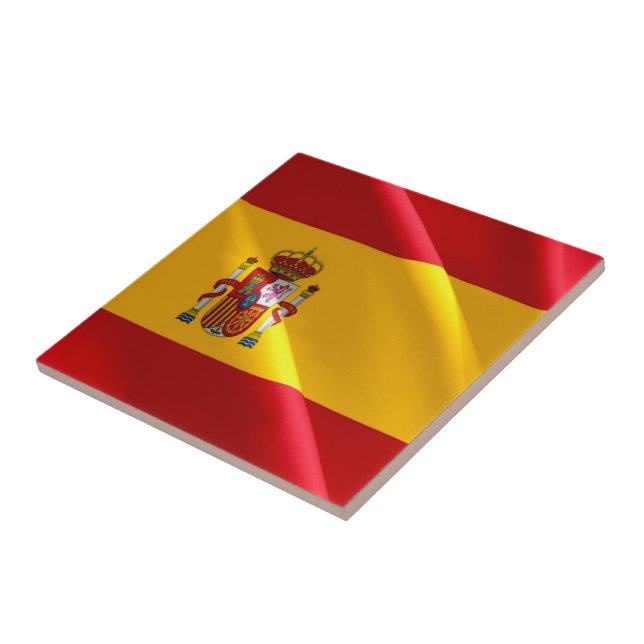 zES002 SPANISH Waving FLAG, Spain, Tile (Side)