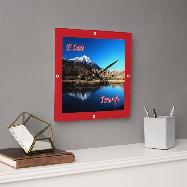 zES006 EL TEIDE Tenerife Spain, Square Wall Clock (Office)