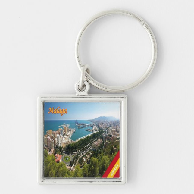 zES032 panorama of MALAGA, Spain, Europe, Keychain (Front)