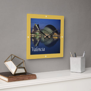 zES100 VALENCIA panorama, Spain, Square Wall Clock