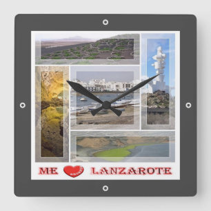 zES145 LANZAROTE "I Love", Spain, Square Wall Clock