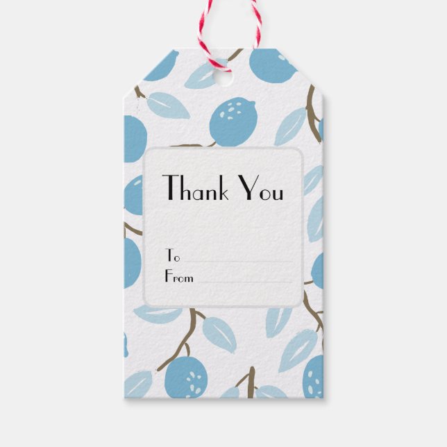 Zesty Citrus Blue Gift Tags (Front)