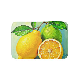 Zesty Citrus Burst of Sunshine Design Bath Mat