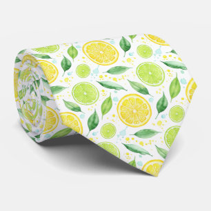 Zesty Citrus Green and Lemon Vibrant Watercolor Tie