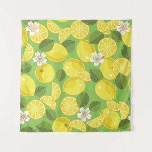 Zesty Lemon: Citrus Pattern Delight Tapestry