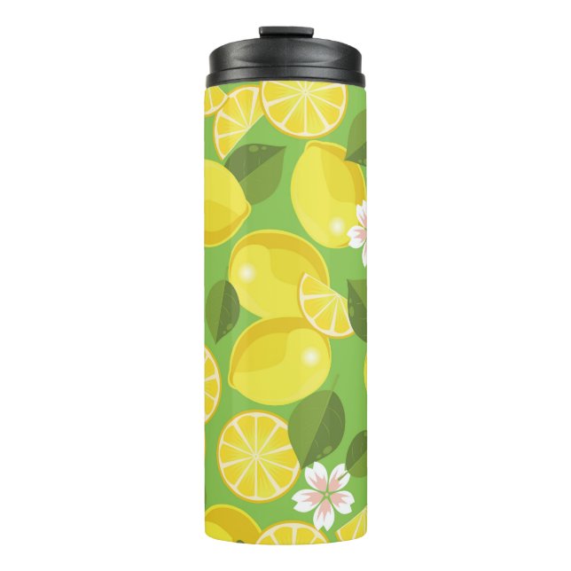 Zesty Lemon: Citrus Pattern Delight Thermal Tumbler (Front)