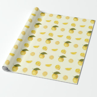Zesty Lemon Citrus Pattern in Yellow and Green Wrapping Paper