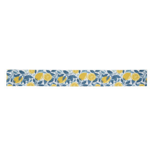 Zesty Lemon Garden - Bright yellow and Blue Satin Ribbon