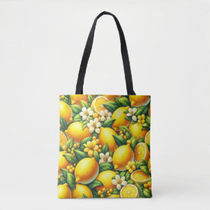 Zesty Lemon Whirl: A Citrus Symphony Tote Bag
