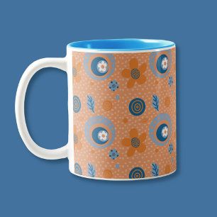 Zesty Summer Floral Pattern Two-Tone Coffee Mug